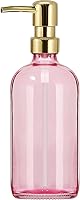 Vista 1 de GMISUN Pink Soap Dispenser Bathroom, 1 Pack Glass Dish Soap Dispensers for Kitchen with Rustproof Plastic Gold Pump, 17 Fl Oz Bathroom Hand Soap