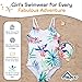 Kanu Surf Girls' Daisy Beach Sport 1-Piece Swimsuit, Karlie Floral Pink, 3T