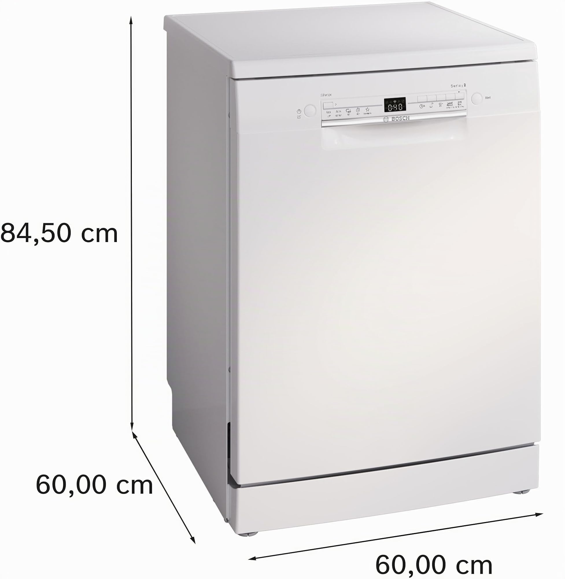 Bosch SMS2ITW33E Serie 2, Lavastoviglie da libera installazione, Home Connect, Assistente al lavaggio, Programma preferito, EcoDosage, Bianco, 60cm