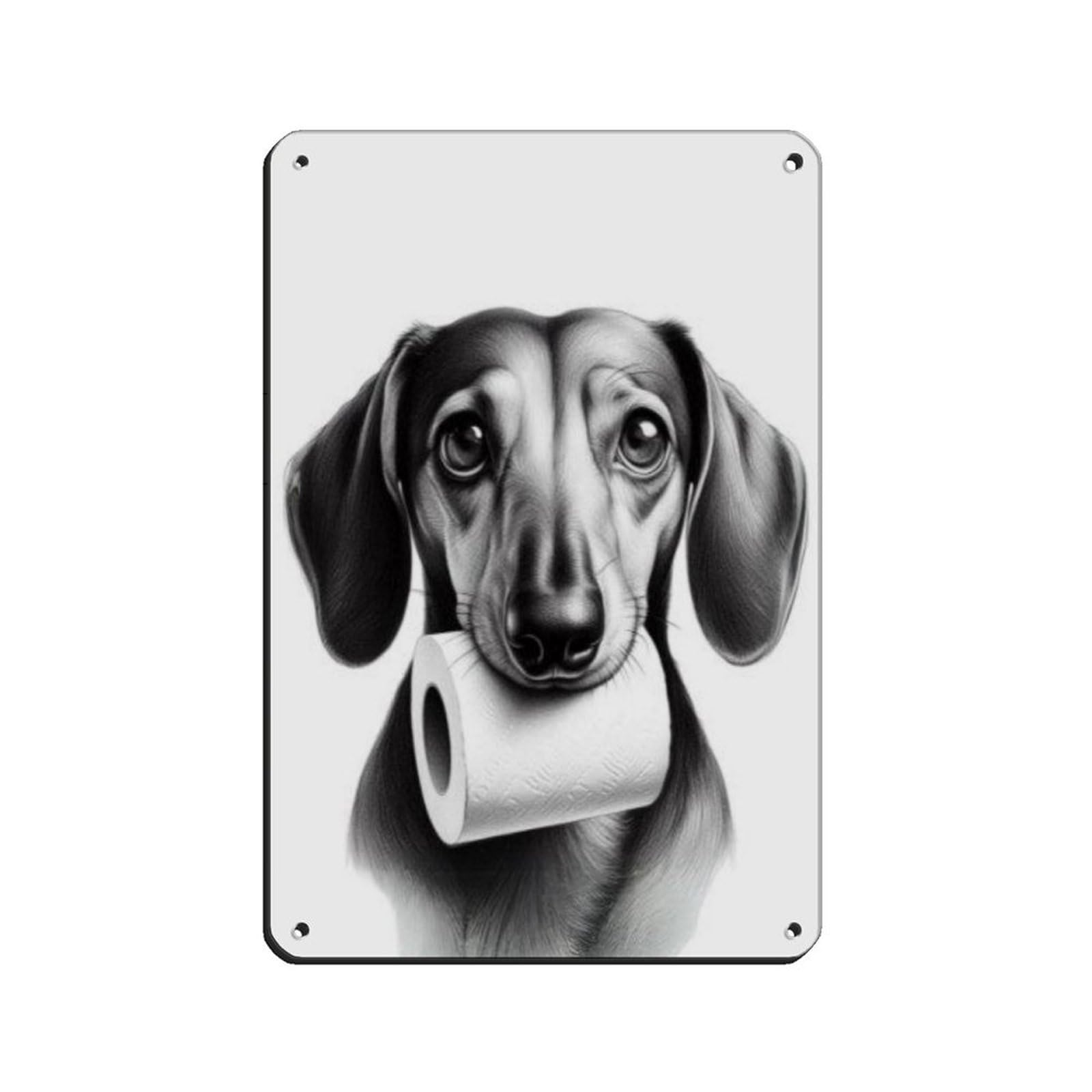 Dachshund Weenie Dog Bathroom Art Tin Sign Vintage Metal Pub Club Cafe Bar Home Wall Art Decoration Poster Retro 8x12inch(20x30cm)