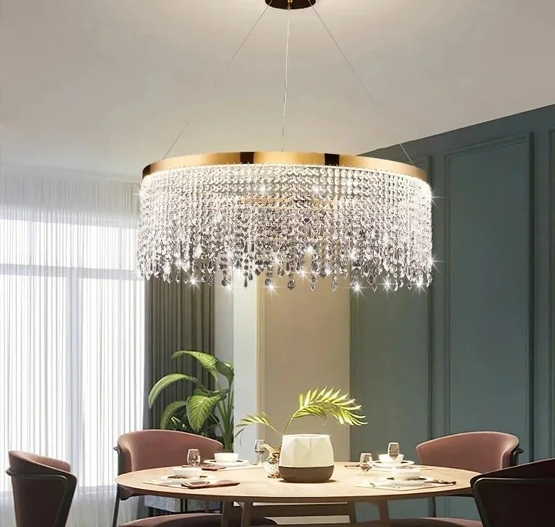 Lustre led royal cristal lumière froide pour éclairer un salon sombre