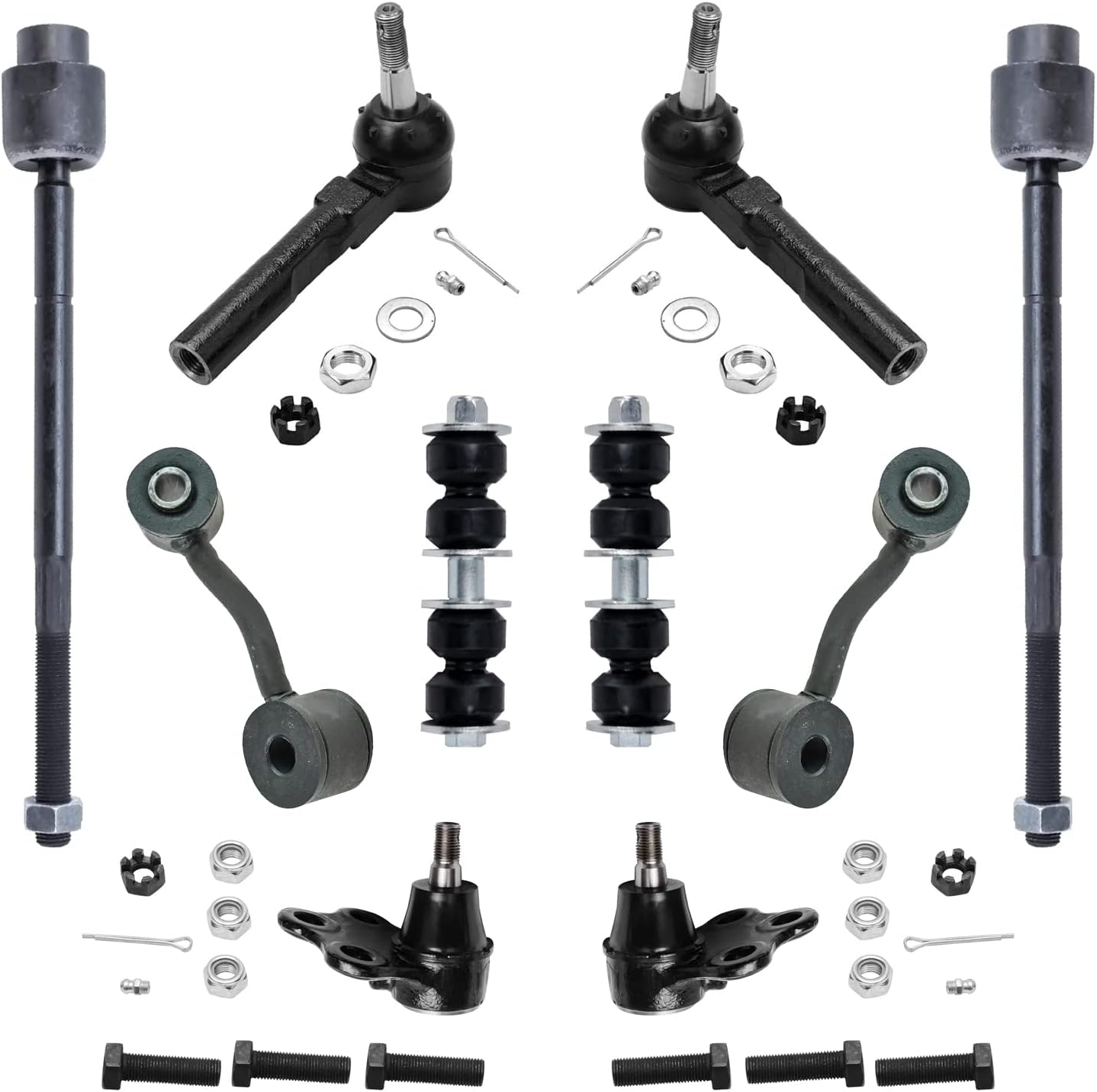 Detroit Axle - 10pc Suspension Kit for Chevrolet Classic Malibu Oldsmobile Alero Cutlass Pontiac Grand Am, Front 2 Lower Ball Joints 2 Tie Rod Ends 4 Front Rear Sway Bars Replacement