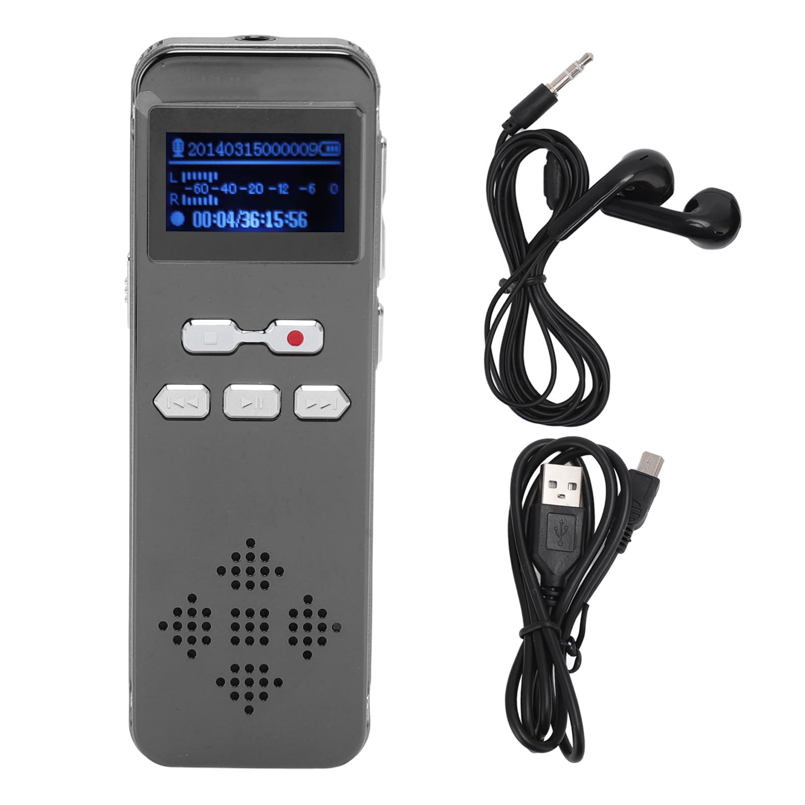 Registratore vocale digitale, registratore vocale digitale portatile altamente restaurato, doppio microfono, suono stereo, riduzione del rumore professionale, funzione password registratore MP3 per