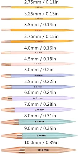 Miniatura 5 de Yitengteng Agujas de tejer circulares de 0.108in - 0.394in con, juego de 13 pares de agujas de tejer intercambiables