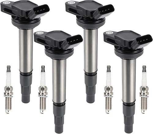 Paquete de bobina de encendido UF596 y bujía de iridio 93501 compatible con Toyota Corolla Matrix Prius C-HR 2009-2014, Pontiac Vibe, Scion xD,