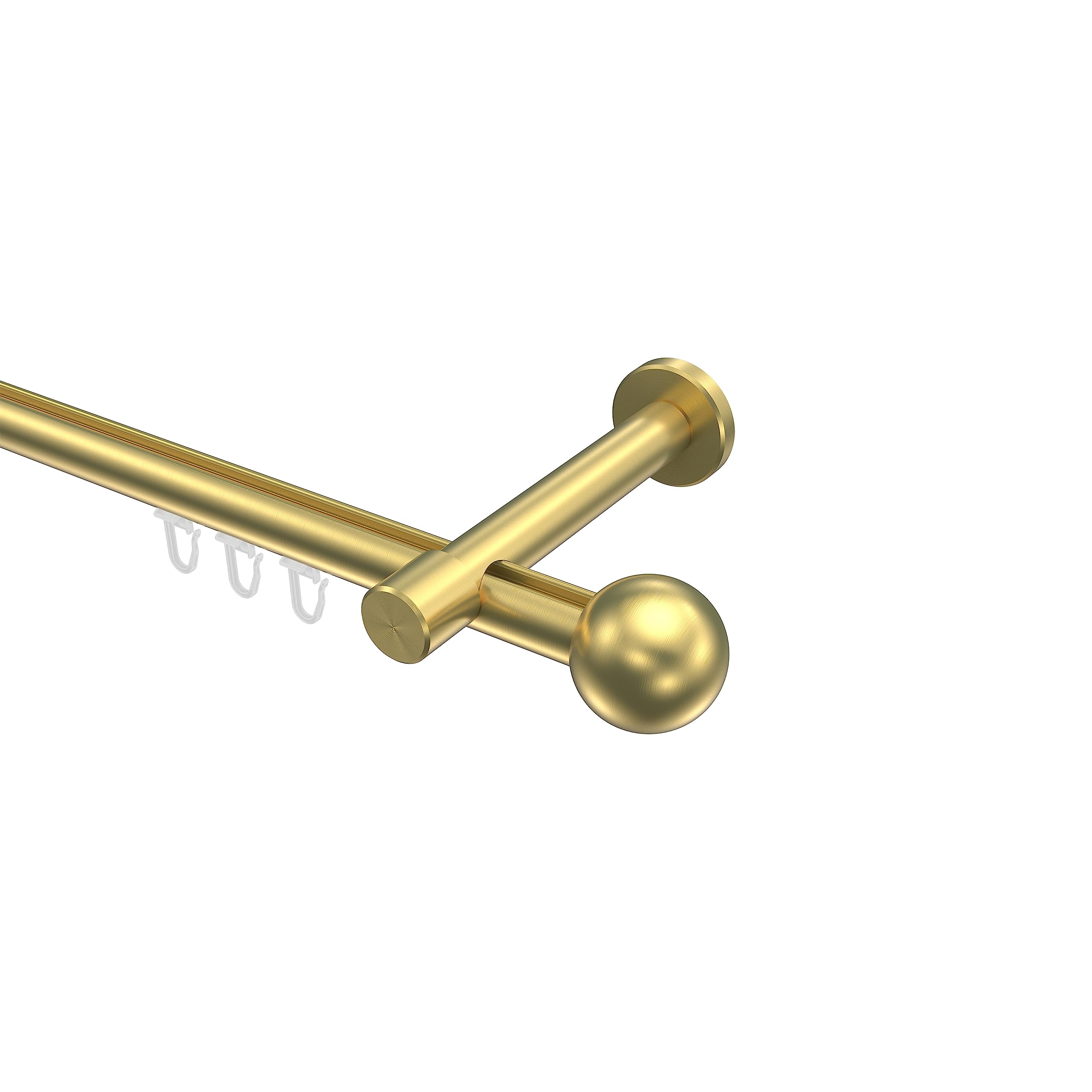 INTERDECO Innenlauf-Gardinenstange 20 mm, moderne Innenlaufstange aus Metall, Messing-Optik, zur Wandmontage, Typ 10213625, 220 cm