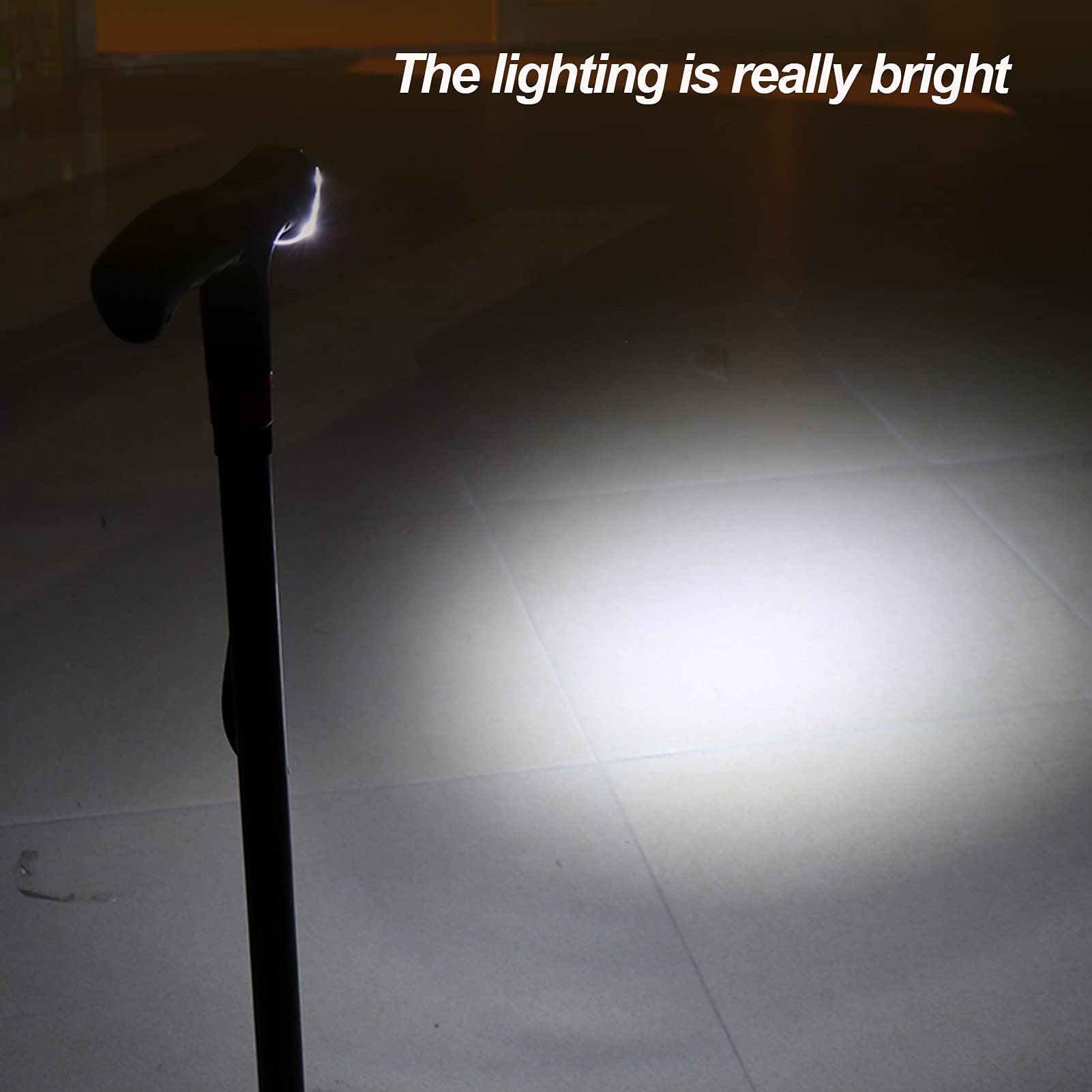 Bastón de Paseo Bastones para Mayores Bastón caminando con luz LED, bastón de aluminio ligero, altura ajustable, bastones antideslizantes, ayuda y ayuda de estabilidad para usuarios ancianos, discapac