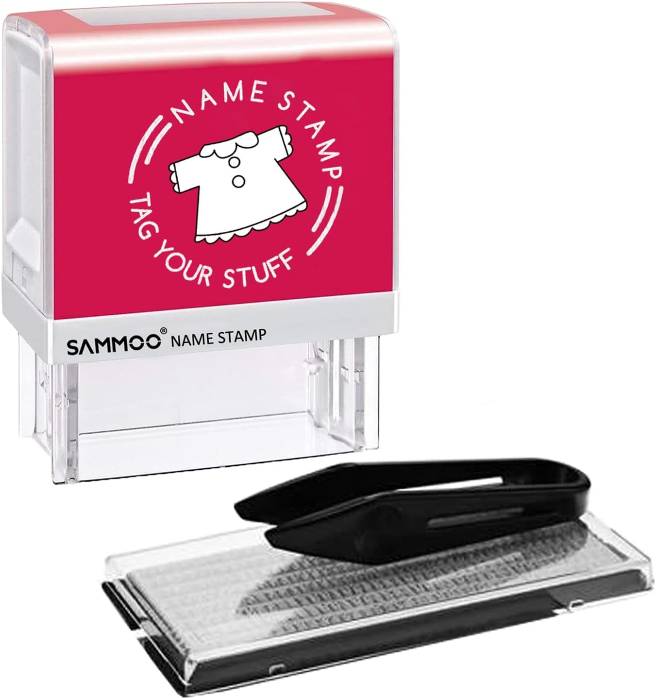 Name Stamp Clothing Marker, Personalized Stamp Kit, DIY Self Inking Stamp Up to 3 Lines, Customized Text Clothing Label, Paper and Fabric Marker