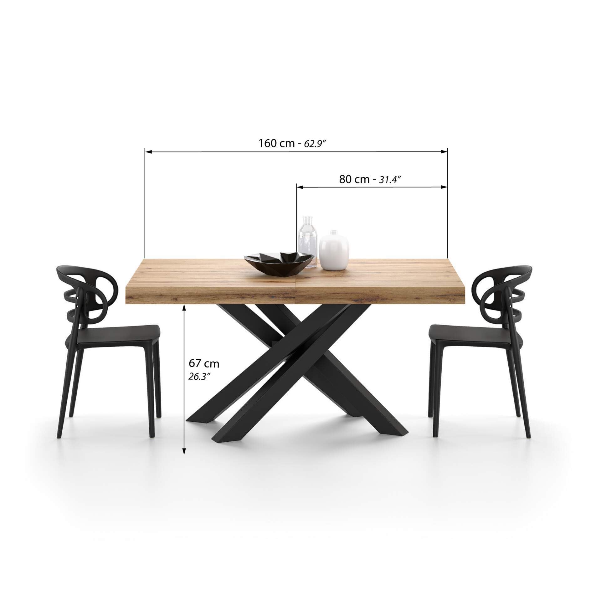 Mobili Fiver, Emma 160(240) x90 cm Extendable Table, Rustic Oak