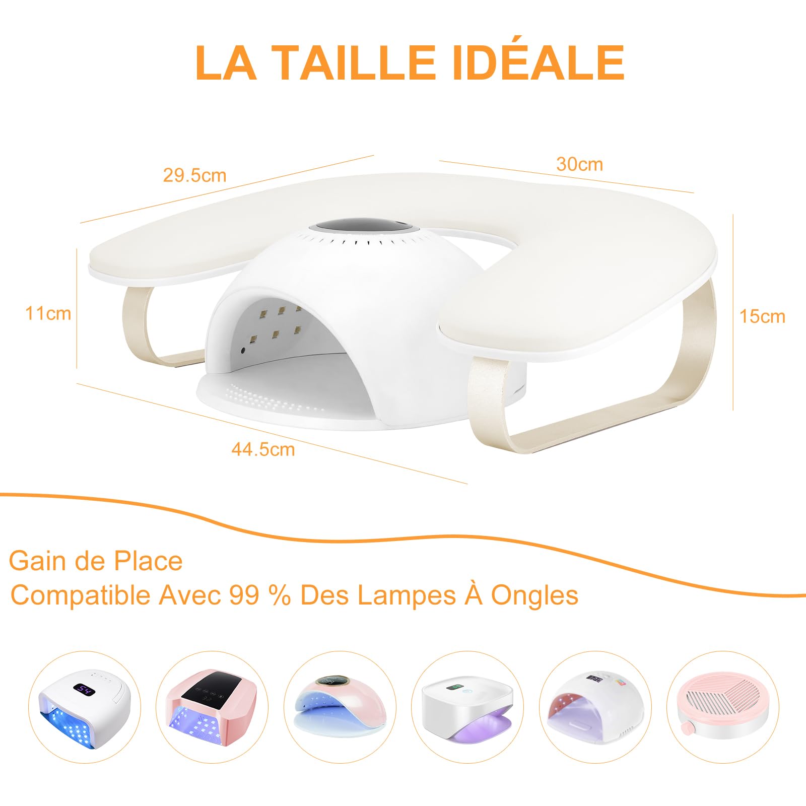 Repose Main Ongle,Forme du U Repose Mains Manucure pour Table Manucure,Coussin Manucure Repose Main avec Cuir Effaçable,Supports Détachables,Repose-bras pour Professionnels Maison Salon