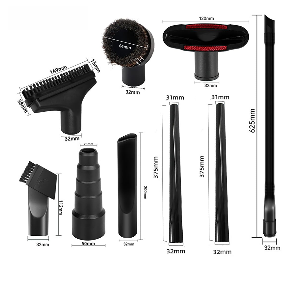 Staubsauger Aufsatz für Rowenta RO363301 2013-2016 | Staubsauger Düsen Set | für Sofa Auto | 32/35 mm Staubsaugerdüse | Universal Staubsaugerzubehör | Ersatzbürsten