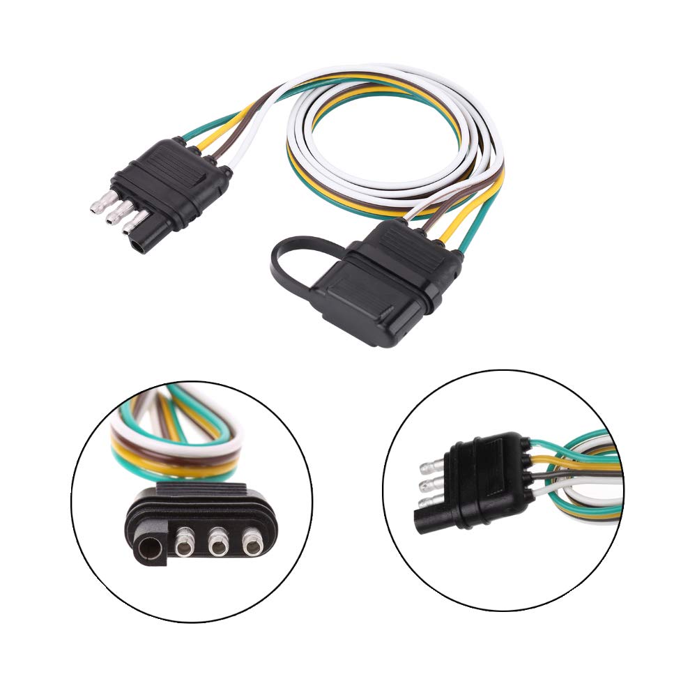 Buy EXERAUO 4 Flat Wire Connector 32 inch 4 Pin Trailer Wire Plug