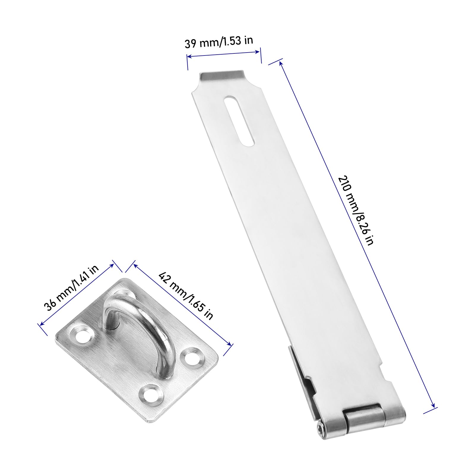 KINJOEK 4 pestillos de seguridad de acero inoxidable extragrueso de 8 pulgadas con tornillos de montaje, cerrojos de puerta de 2.8 mm para puerta de valla, puerta, gabinetes