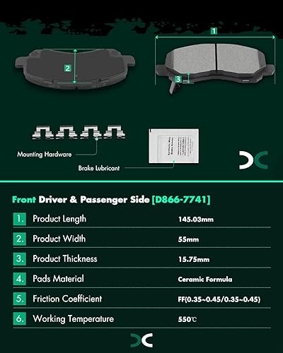Miniatura 317 de SCITOO Kit de freno delantero Rotores de freno delantero y pastillas de freno de cerámica para 08-16 para Chrysler Town & Country, 08-16 para Dodge