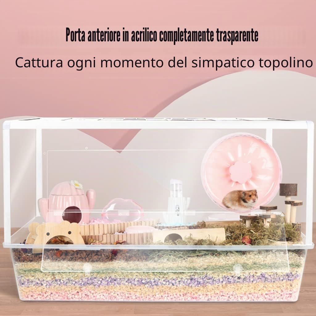 Gabbia per Criceti Grande, Casetta per Topi in Acrilico Trasparente, A Prova di Morso con Filo di Ferro - Gabbia Traspirante per Piccoli Animali - Ideale per Tenere Criceti, Topi E Altro Ancora!