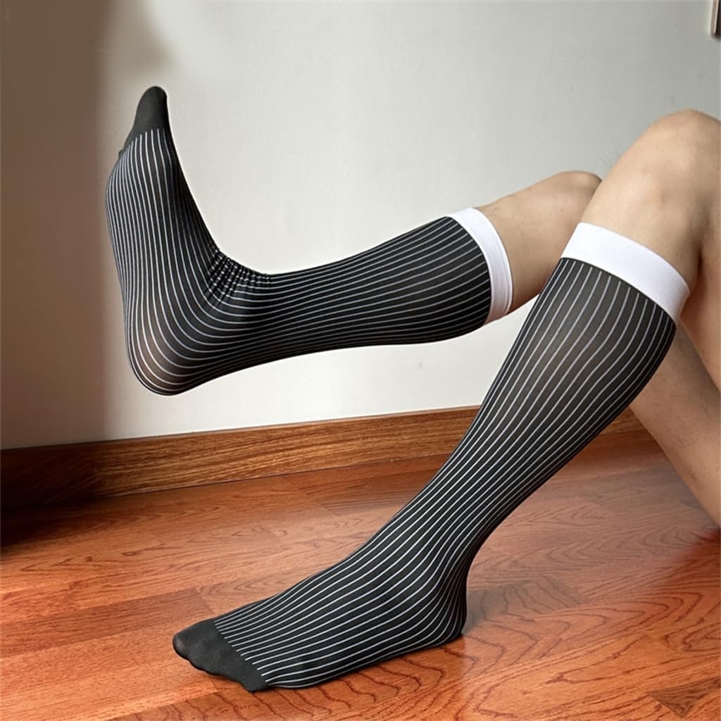 Mens Sheer Business Dress Socks Long Over the Calf Dress or Work Socks Nylon Dress Socks Knee Highs Dress Socks