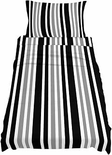 Twin Size Fitted Sheet Set,Abstract Modern Lines Deep Pocket Bed Sheet Fits Mattress Up to 16",Soft Bottom Sheets with Pillowcases and Flat Sheet,Grey Black White Stripes for Bedroom Decor