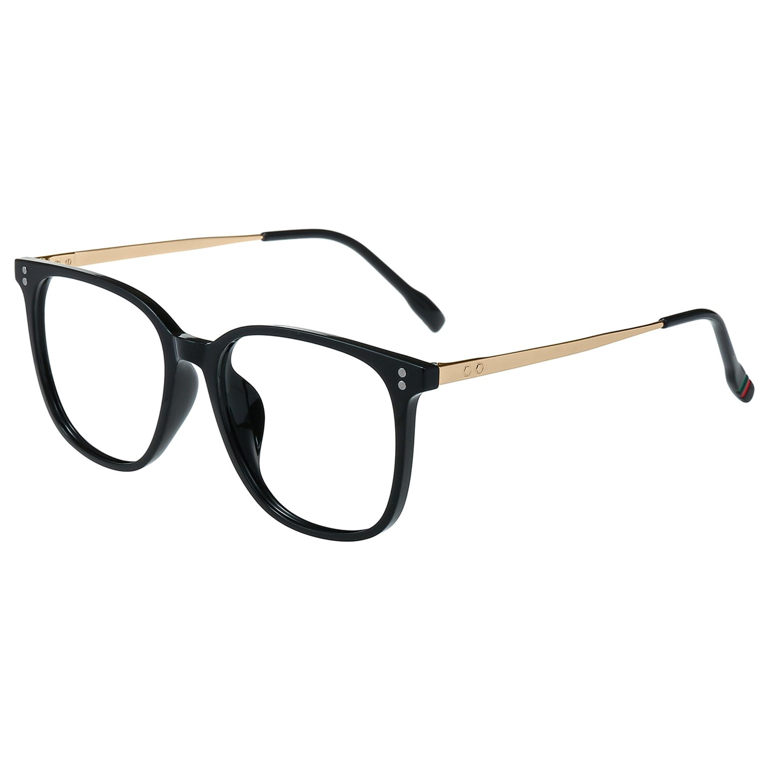 GUDVUE Lunettes surdimensionnées à lumière bleue, lunettes de lecture/jeux/téléphones, anti-reflets/UV400/fatigue oculaire, grand cadre carré, or noir mat, 139 mm
