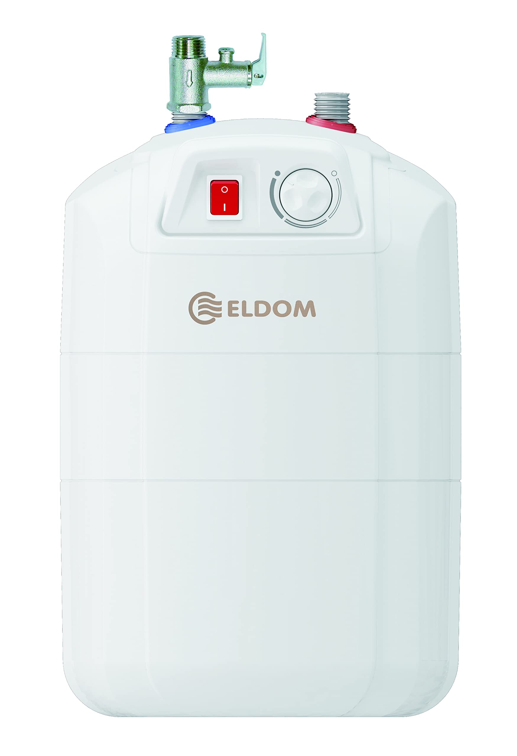 Eldom Warmwasserspeicher/Boiler 10L Untertisch druckfest, Weiß | inkl. Kombi-Rückschlageventil und Kabel mit Stecker, 2000W, 230V