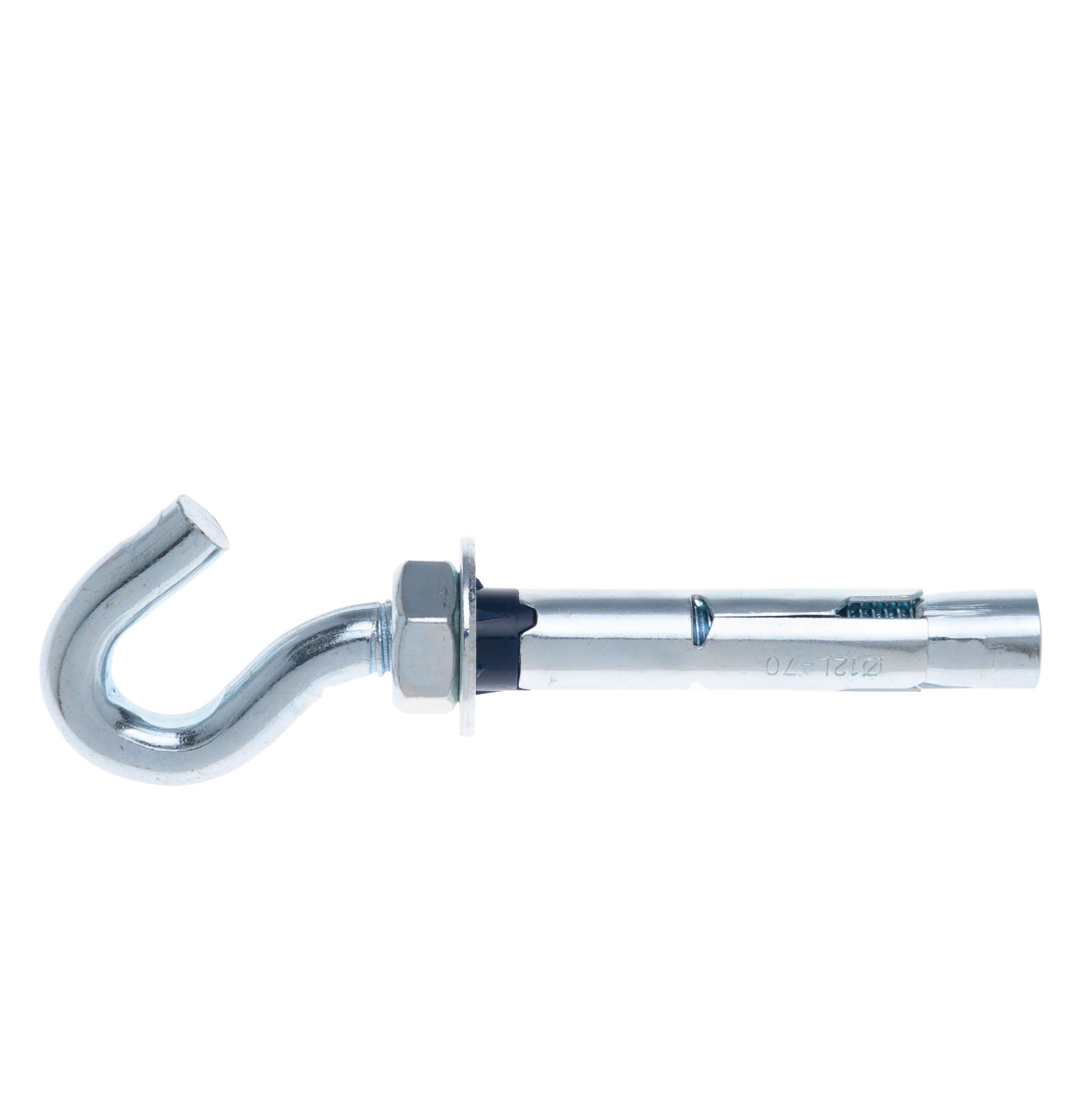 M8 Hak do ściany betonowej, hak kotwiący z tuleją metalową, śruba hakowa, 8x45mm z kołkiem rozporowym 10mm i nakrętką sześciokątną, otwarte mocowanie haka do materiałów stałych (6 pcs)
