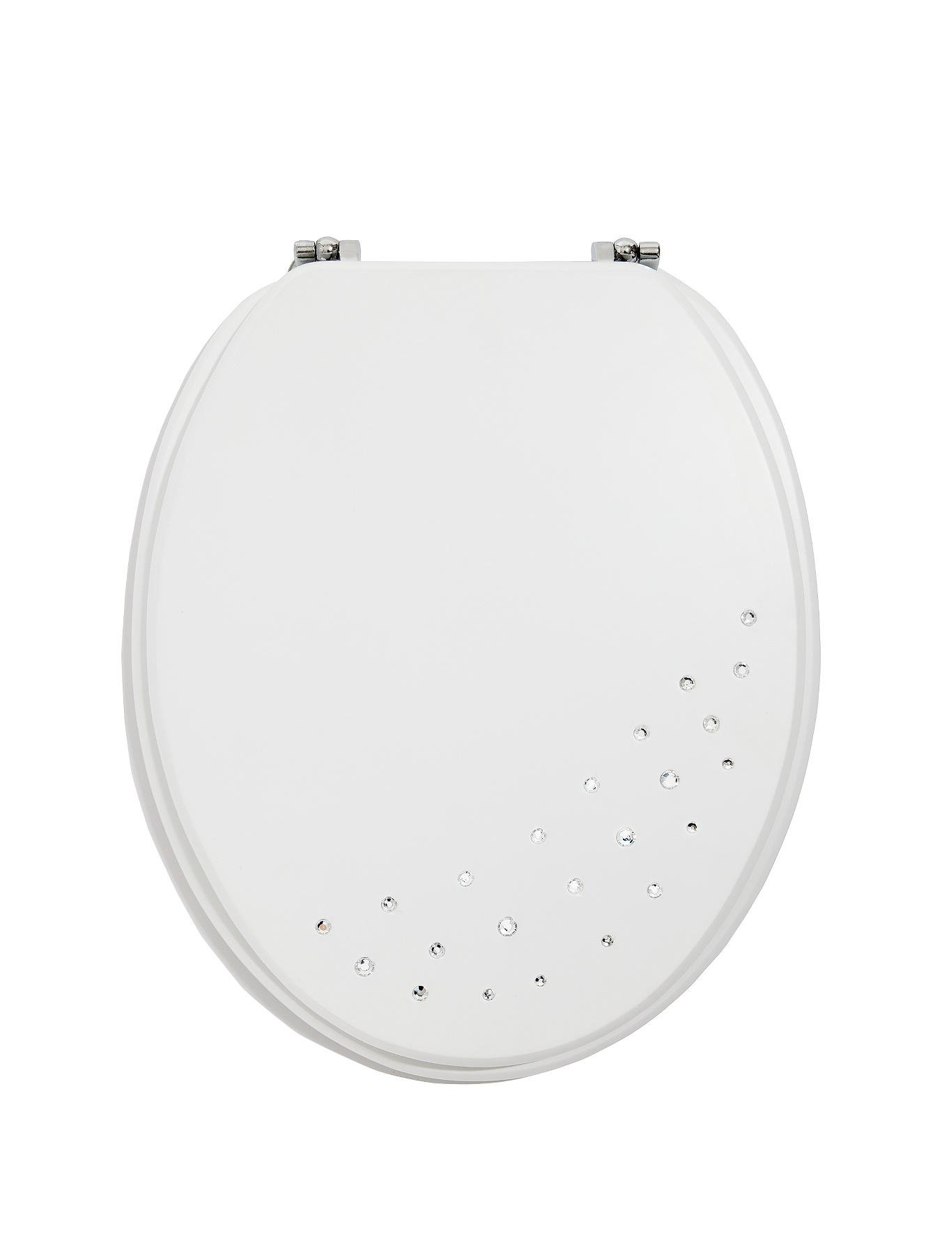 Diamante Toilet Seat - White - 18 Inch X 14.5 Inch X 2.5 Inch