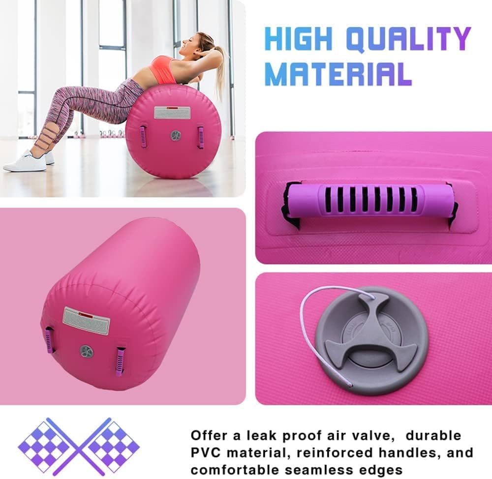 Air Roll Aufblasbare Roller, Gym Air Barrel Luft Rollen Gymnastic Zylinder, Gymnastikmatte Tumbling Matte Yoga Roll mit Pumpe für Training