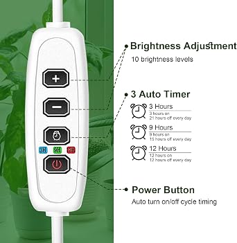 IMVSINCERE Small Grow Lights for Indoor Plants, Pot Clip On LED Plant Lights for Indoor Growing,Full Spectrum,360 Gooseneck Plant Lights for Succulents, 3/9/12H Timer, 10 Brightness, Includes 5V UL