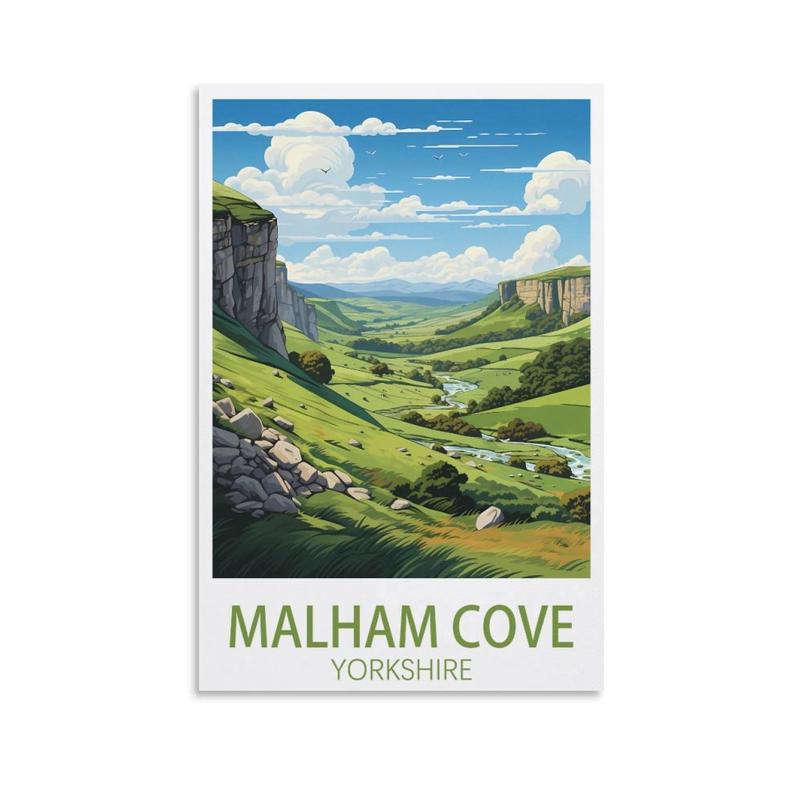 EZMLFA 5D Diamond Art Kits Adults,Malham Cove Yorkshire,Round Dots Diamond DIY Kits Pictures for Wall Decor Home Office Decoration 30x40cm