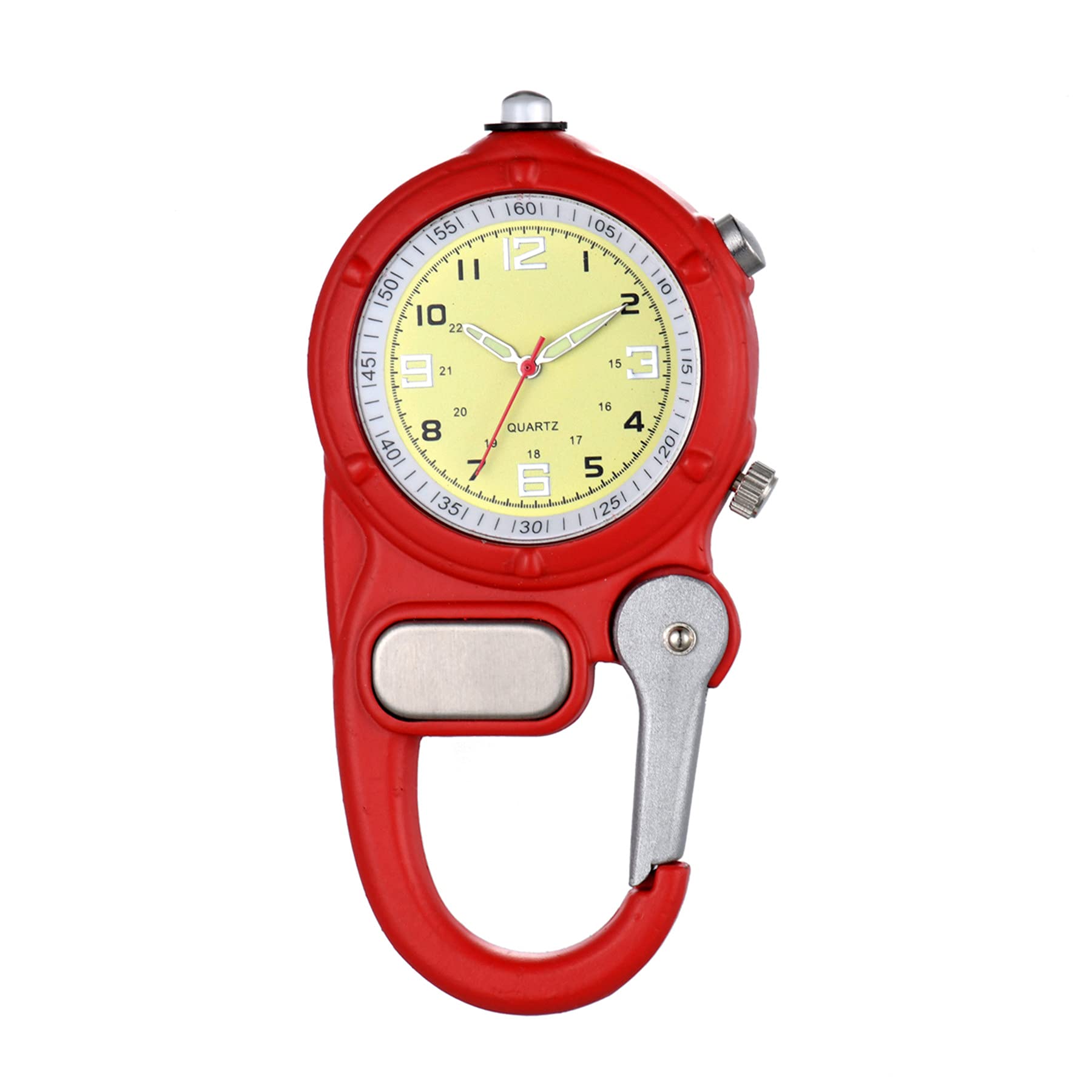 JewelryWe Men Women Clip-on Quartz Watch Backpack Fob Belt Watch Luminous Mini Microlight Pocket Watch for Rock Climbing Doctors Nurses Outdoor Activities for Mother's Day