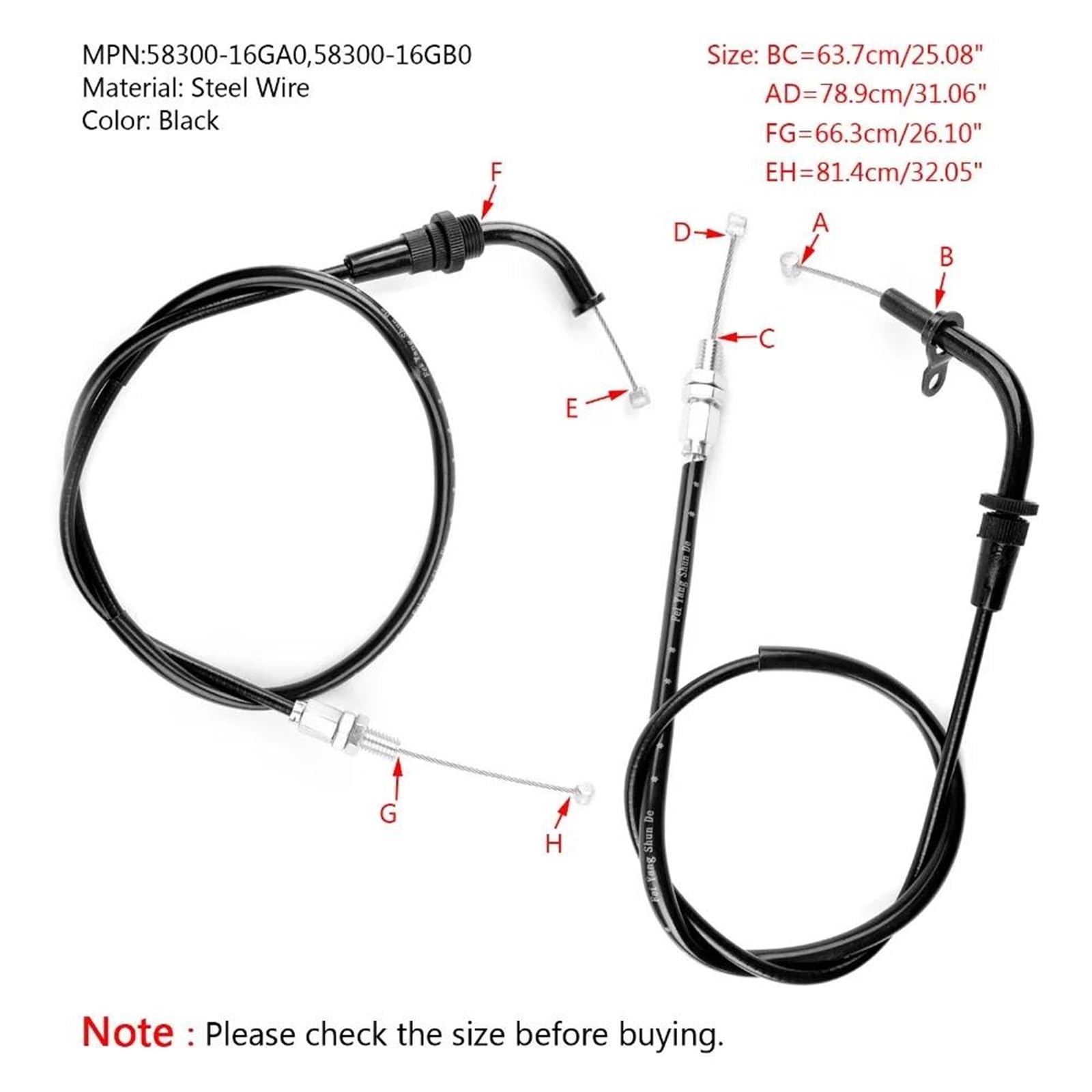 Cable De Acelerador Motocicleta para Suzuki SV650 2003 2004 2005 2006 2007 2008 2009 58300-16GA0 58300-16GB0 Accesorios para Motocicletas