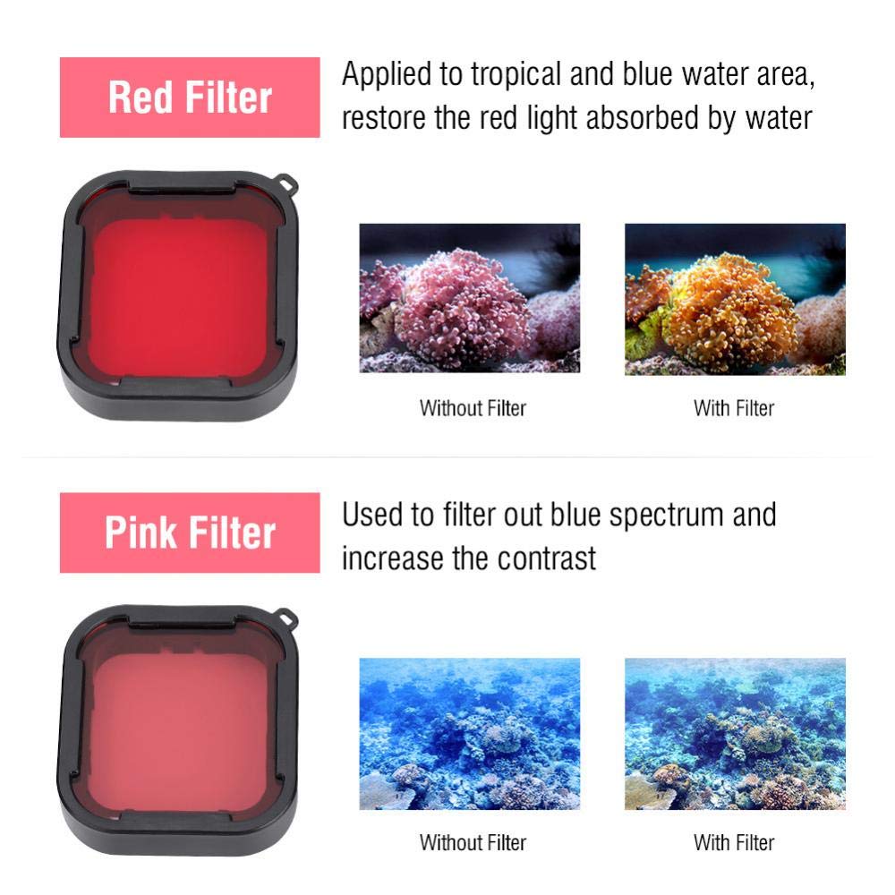 Filtre de plongée pour, 3Pcs Rouge Rose Violet Filtres de plongée sous-Marins réglés pour 5/6