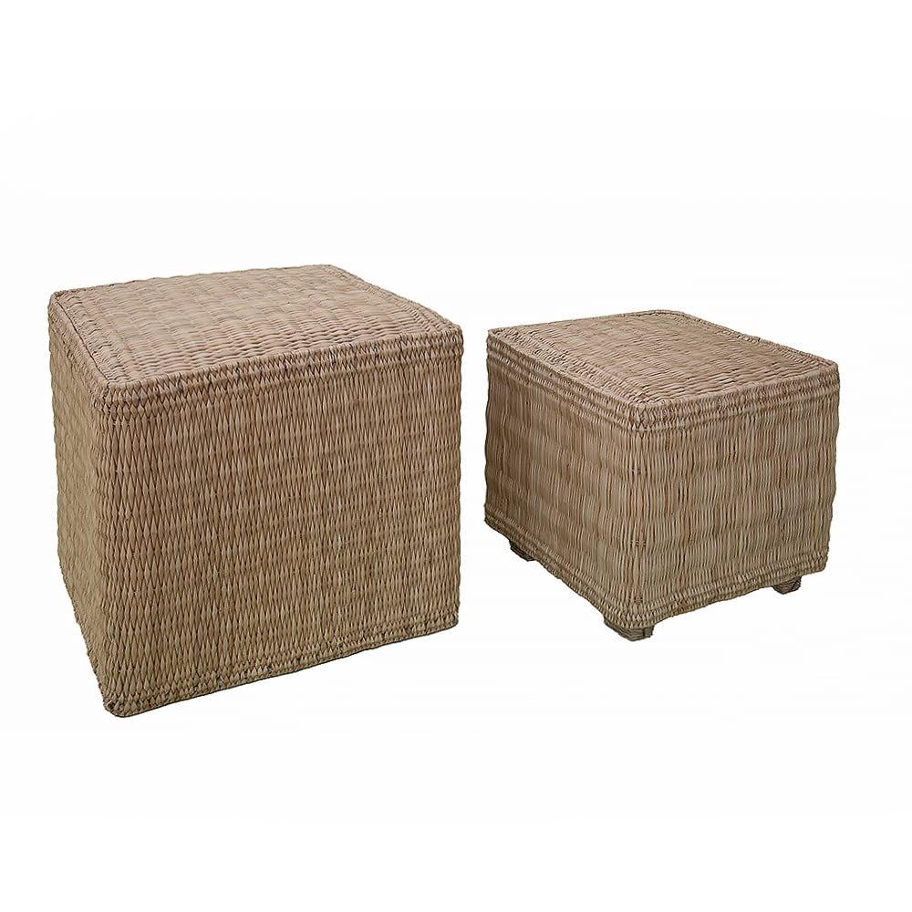 Pouf marocchino in paglia vimini orientale intrecciato tutto a mano