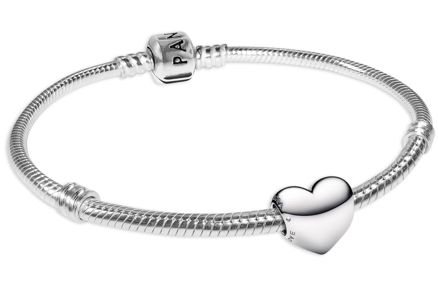 PANDORA Bracciale da donna, set iniziale, Be Love Heart, argento 925, gioielli con cuore innamorato, idea regalo romantica 68570