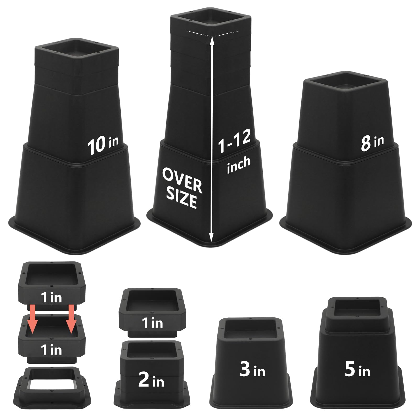 Amazon.com: HANIHUA 28 Pcs Bed Risers 12 inch Heavy Duty (Set of 4 ...