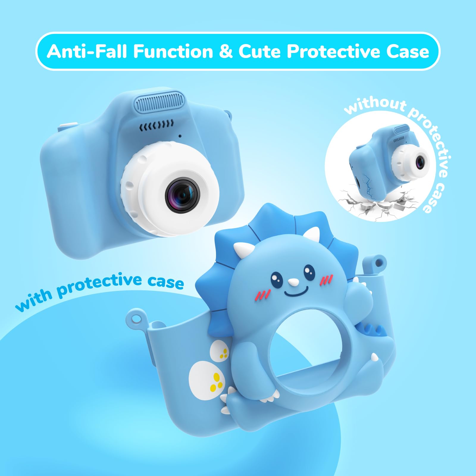 HiMont Appareil Photo Enfant, 20MP/1080P Appareil Photo Numérique pour Enfants & Caméra Vidéo Selfie avec Carte TF 32G,Camera Enfant Cadeau de Noël&Anniversaire pour Filles Garçons de 3 à 12 Ans(Bleu)