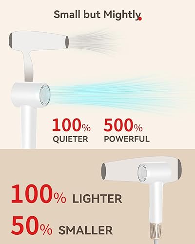 Miniatura 3 de Secador de pelo de 160000 rpm, motor sin escobillas y secador iónico negativo con control térmico para secado rápido de bajo ruido (55 dB) para todo