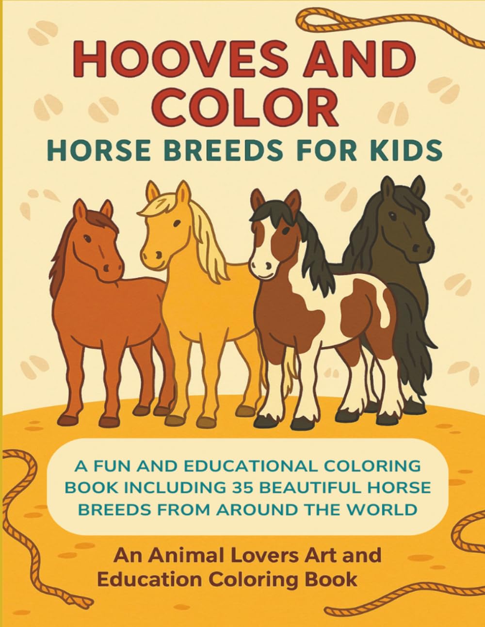 Hooves and Color Horse Breeds for Kids: An Animal Lovers Art and Education Coloring Book