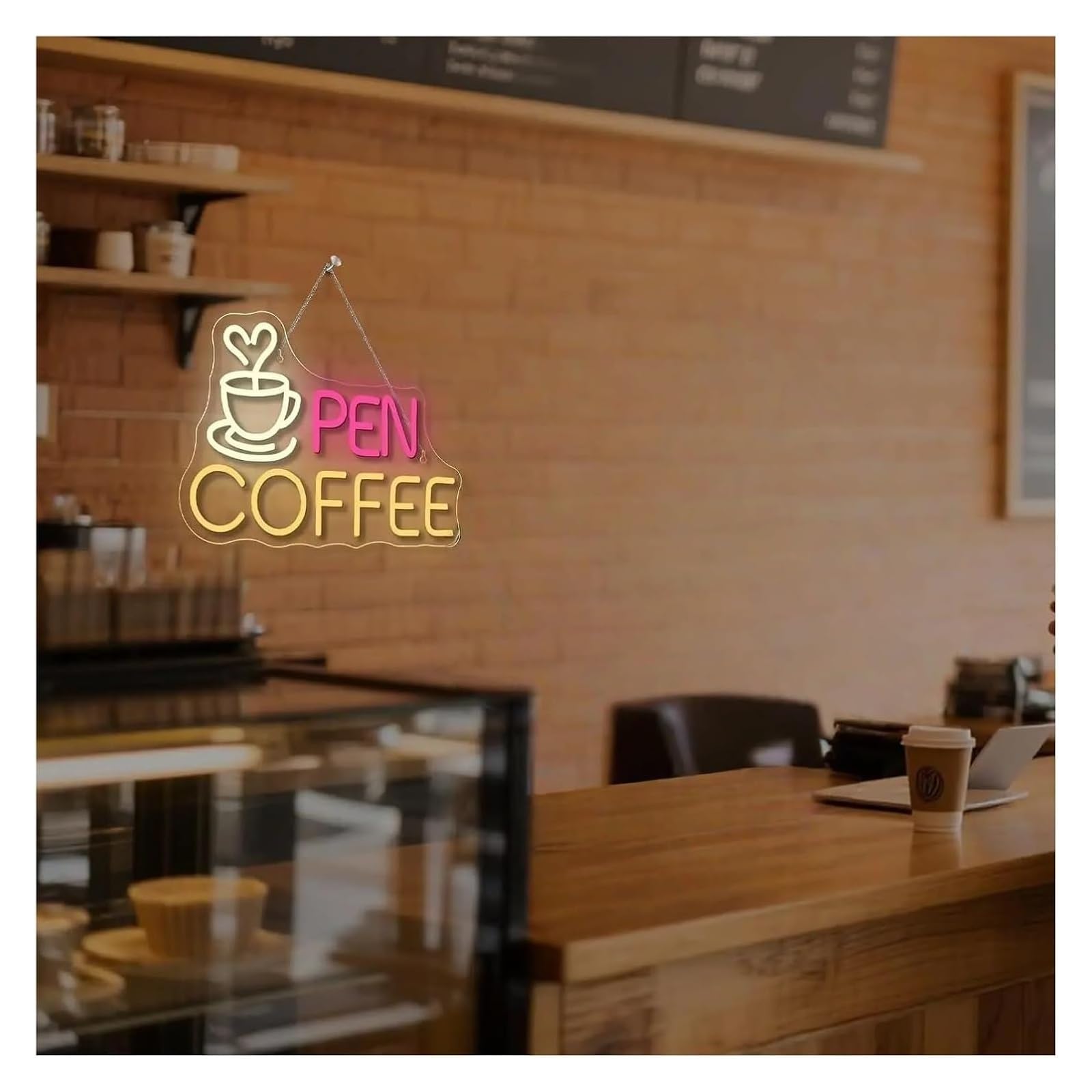 Segno di luce al neon Insegna al neon con scritta "Coffee Open" dimmerabile, decorazione da parete per ambienti aziendali, 38 cm x 24