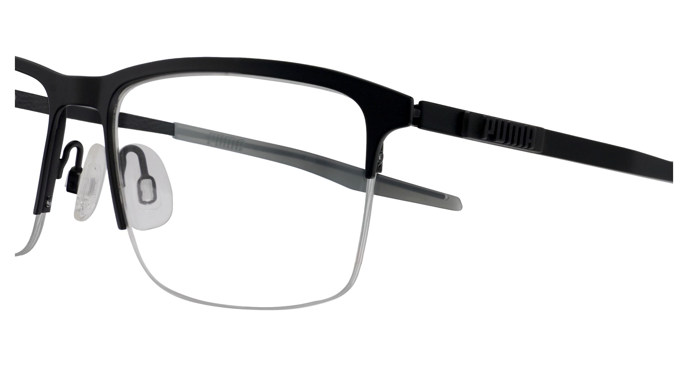 Puma Brille mit Sehstärke für Unisex optional mit Sonnenbrillentönung oder Blaulichtfilter, Rechteckig, gefertigt aus Edelstahl, Modell: PU0302O (inklusive Brillenetui)