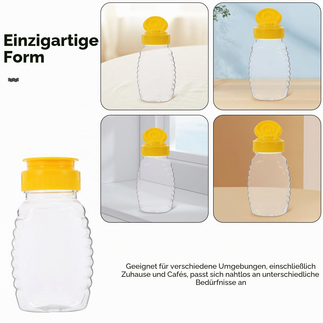 LALAFINA 2 Stück Honigspender Honigdosierer Nachfüllbare Quetschflasche Für Honig Auslaufsichere Kunststoff-Flasche Zum Dosieren Von Gewürzen Ketchup Und Senf Für Küche Restaurant Café