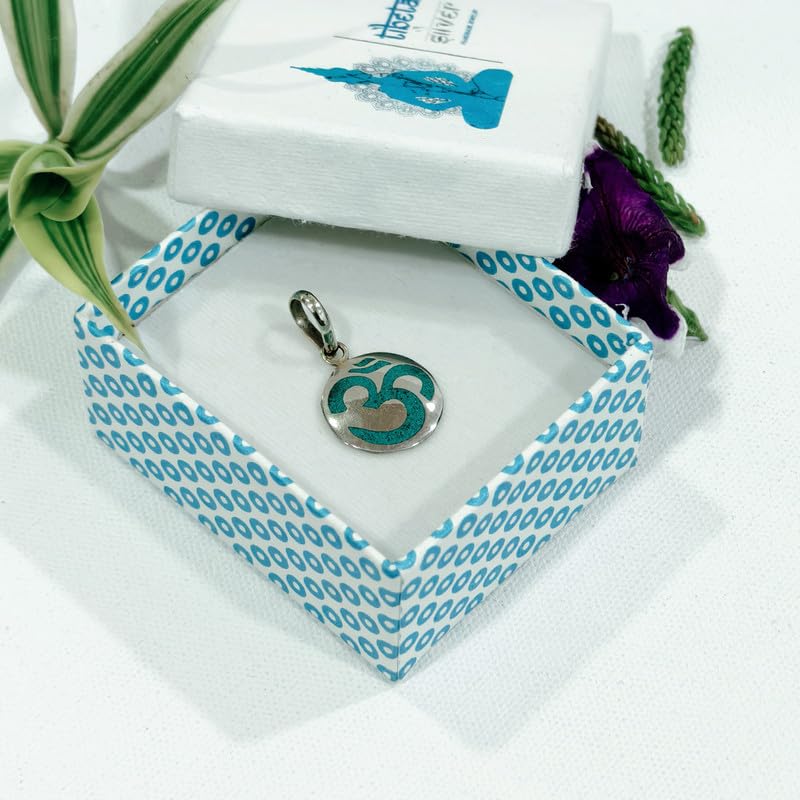 Pendenti Om Pietra Preziosa Naturale Inlay Argento Sterling Placcato 925 Gioielli bohémien spiritualei Pace Armonia Fatti A Mano per Donne Euomini