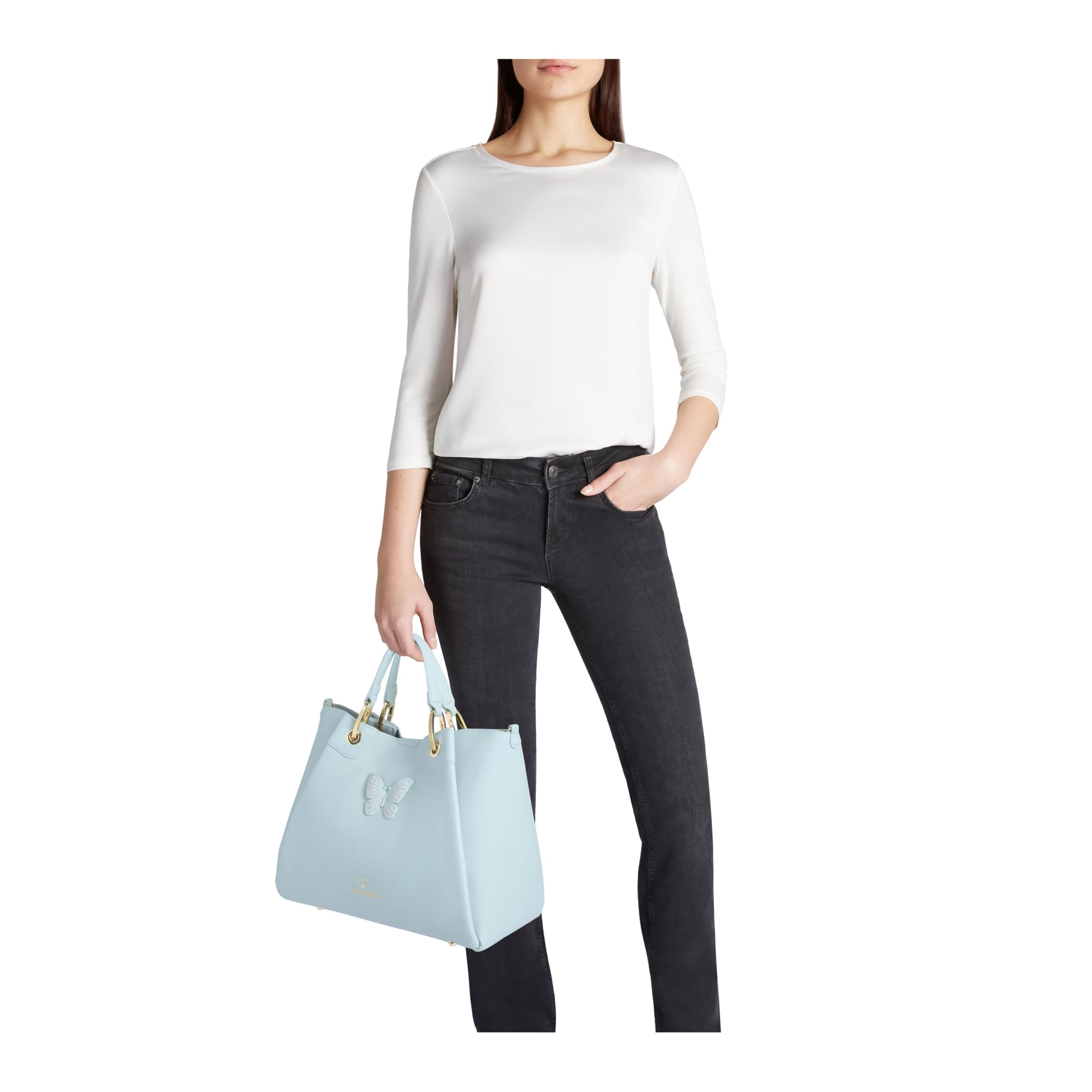 Braccialini Borsa Donna a Mano Linea Amy Grande con Farfalla