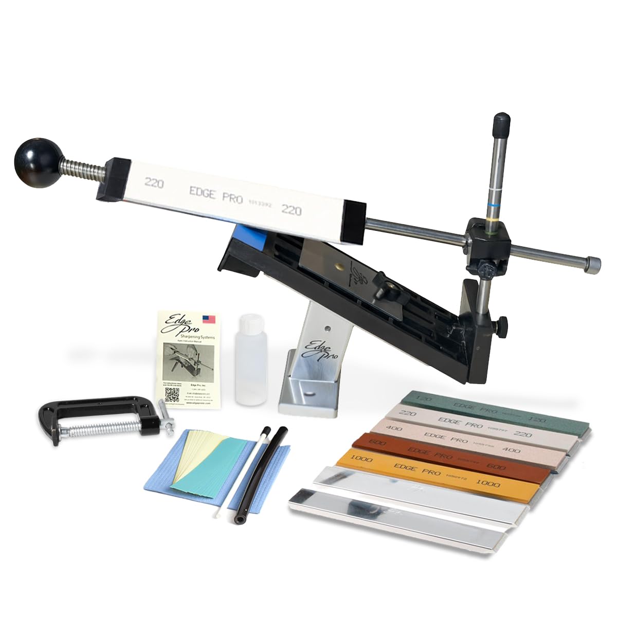 EDGE Pro 4 Plus Professional Knife Sharpening System Kit Adjustable Angles Waterstones Polishing Tapes Ceramic Hone Professional Guided