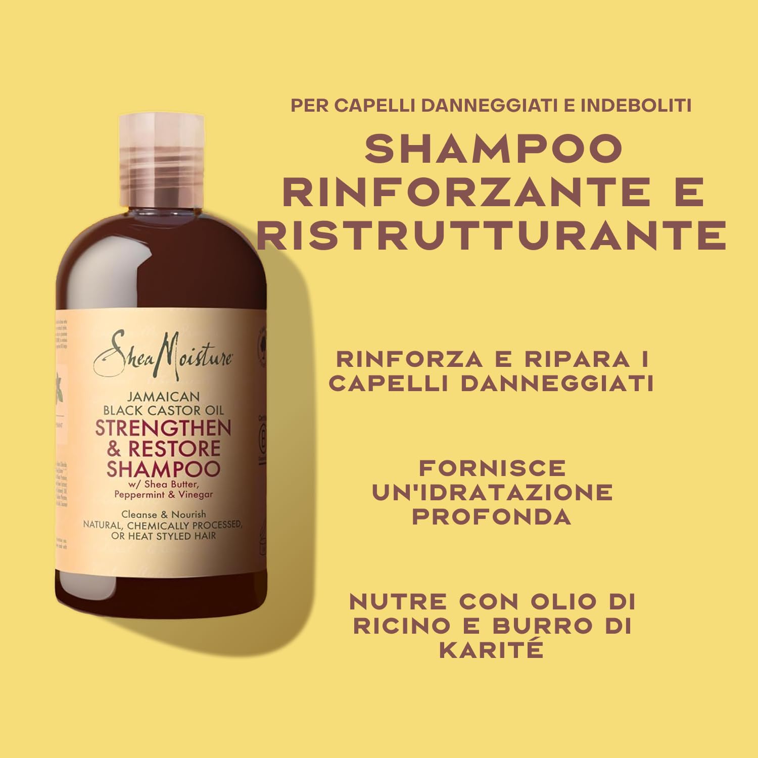 SheaMoisture Set - Olio di ricino nero giamaicano set per la cura dei capelli Shampoo 1x 384 ml, Balsamo 1x 384 ml, Maschera Intensiva 1x 355 ml, Leave-In 1x 431 ml#