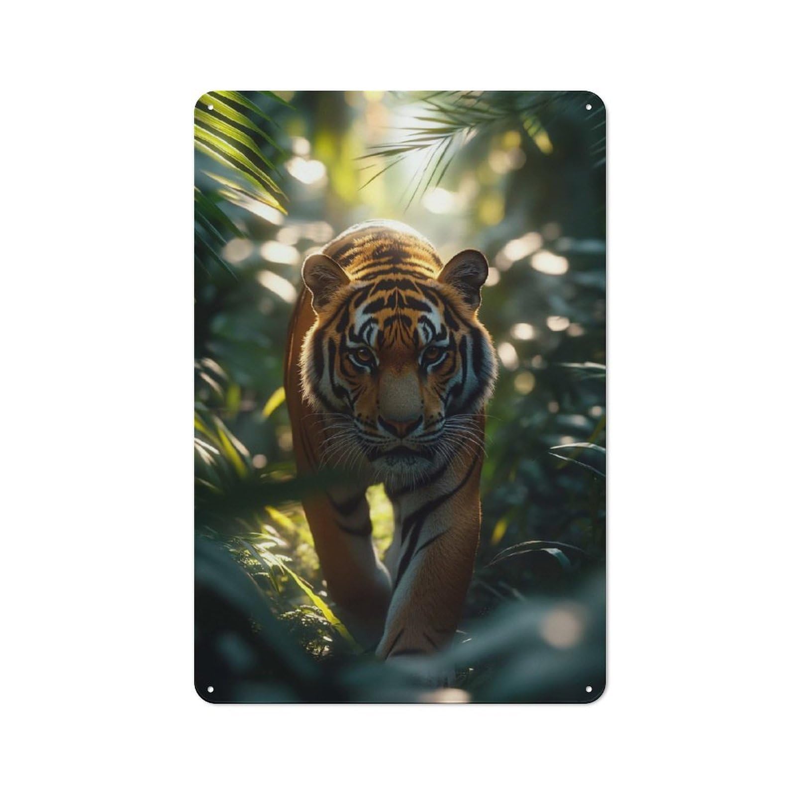 Junmoney Style-23 Metal Wall Sign 30X20cm Featuring Tiger In Jungle For Café Or Restaurant, A New Home Present For Hospitality Interior Collectors