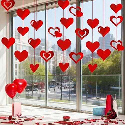 30 Pezzi Cuore Rosso Pendenti Appendere San Valentino Decorazione Cuori Sospeso Ghirlanda di Cuore Rosso Decorazione Romantica per Valentines Matrimoni Feste e Feste Fidanzamenti
