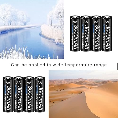 Miniatura 7 de Batería AA recargable con kit de cargador, paquete de 16 baterías de 1.2 V Ni-MH 3000 mAh con cargador inteligente LED de 16 bahías para batería