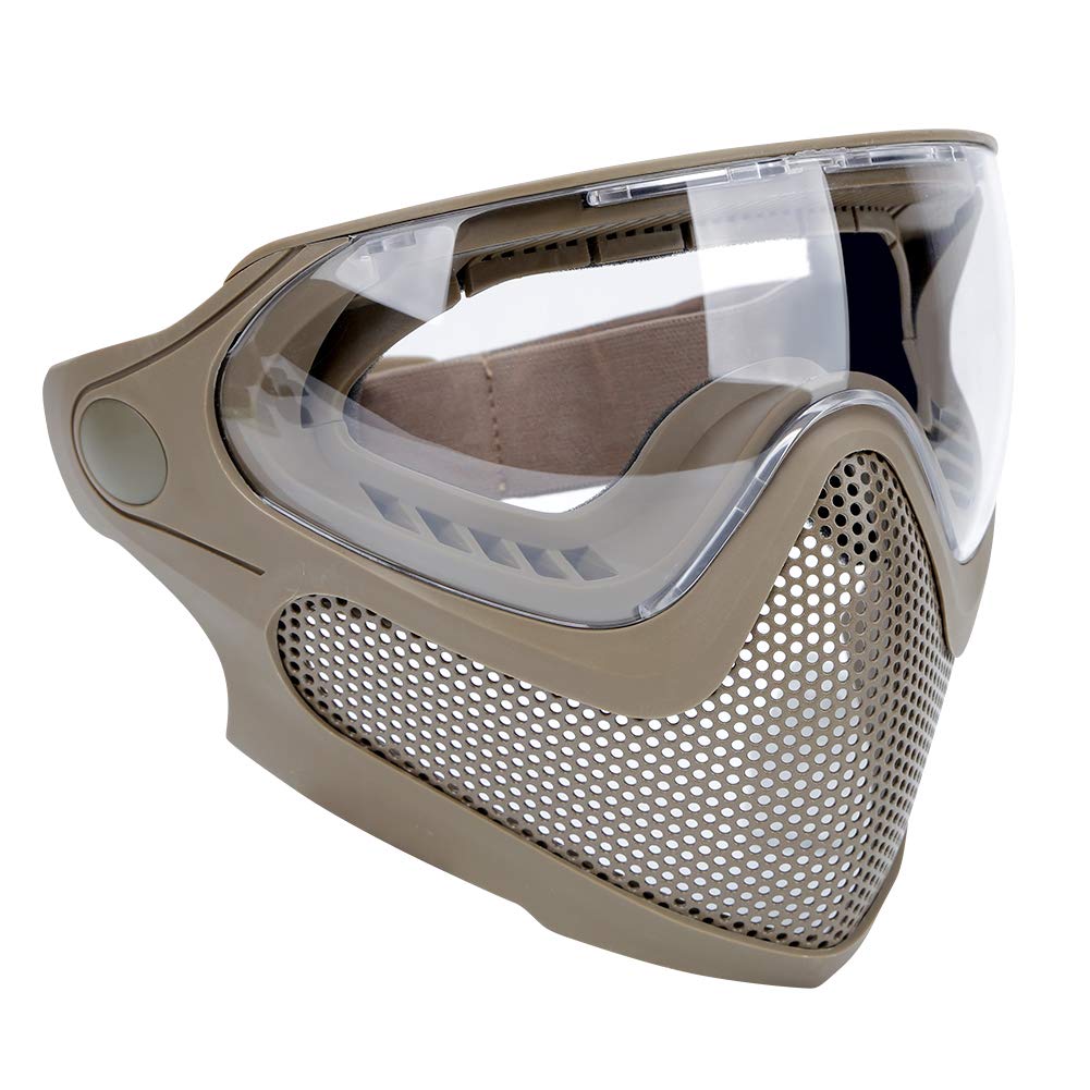ATAIRSOFT 2 Modes Airsoft Mask Full Face Tactical Safety Protective Mask Anti-Fog Goggles Set with 3 Interchangable Lens