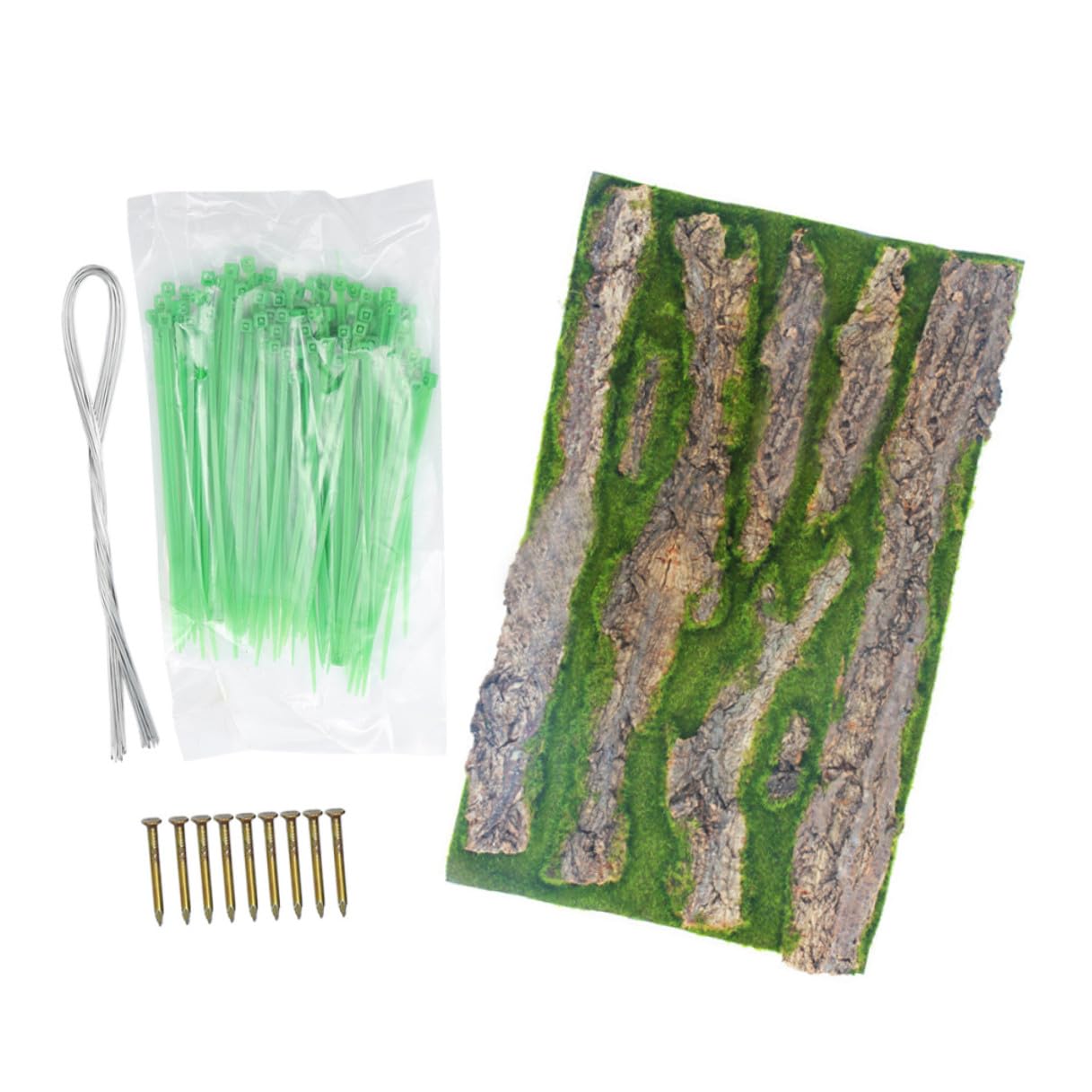 Simulated Bark Aquarium Background Decoration Lifelike Fish Tank Bark Board with Zip Ties 30x50cm for Reptile Cage and