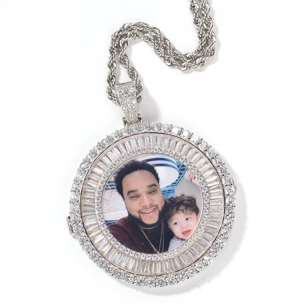 Custom Iced Out Photo Pendants Necklace For Men Personalized Photo Necklaces For Women